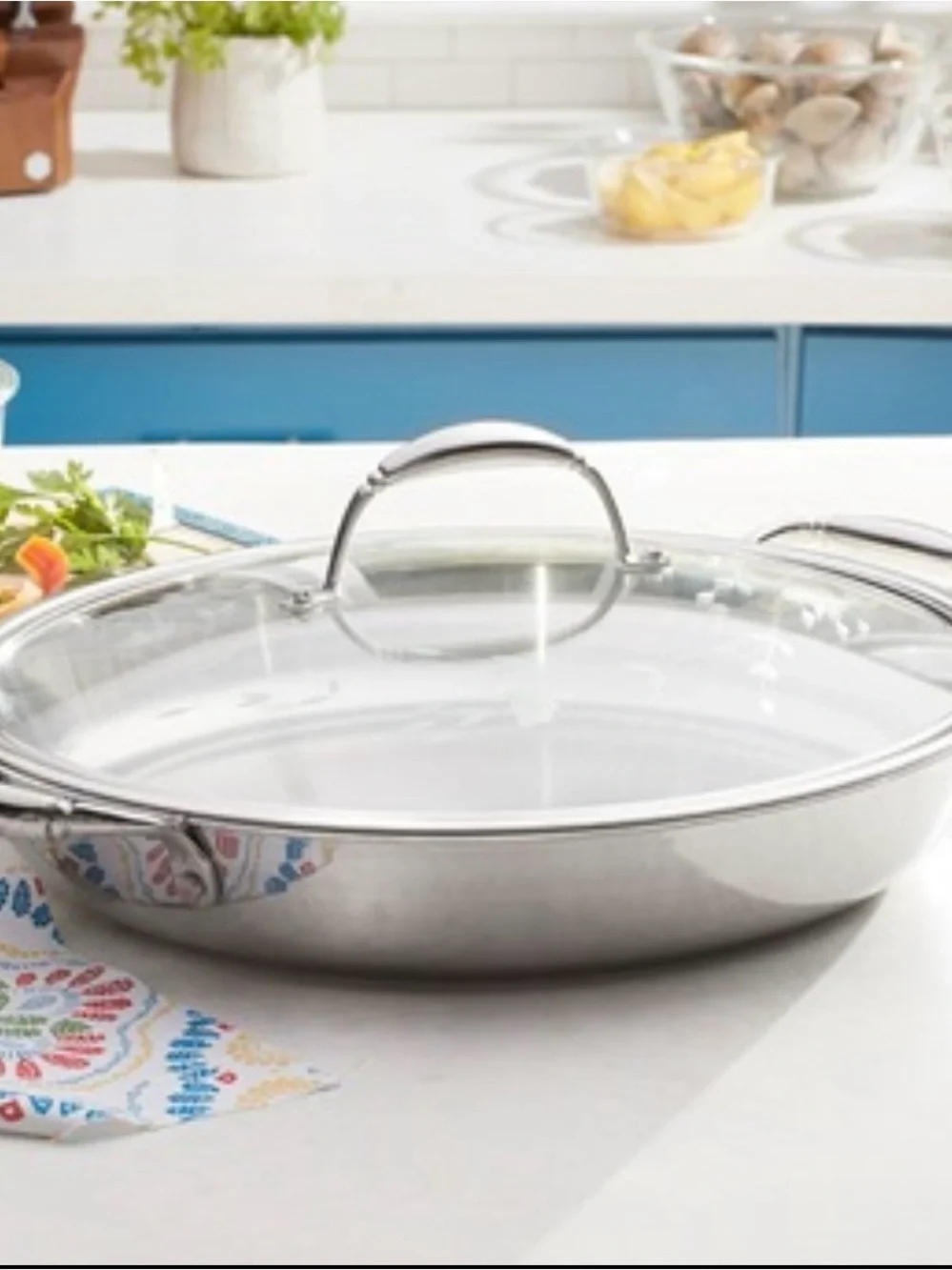 Stainless Steel Covered 15 Sauté Pan - Silver